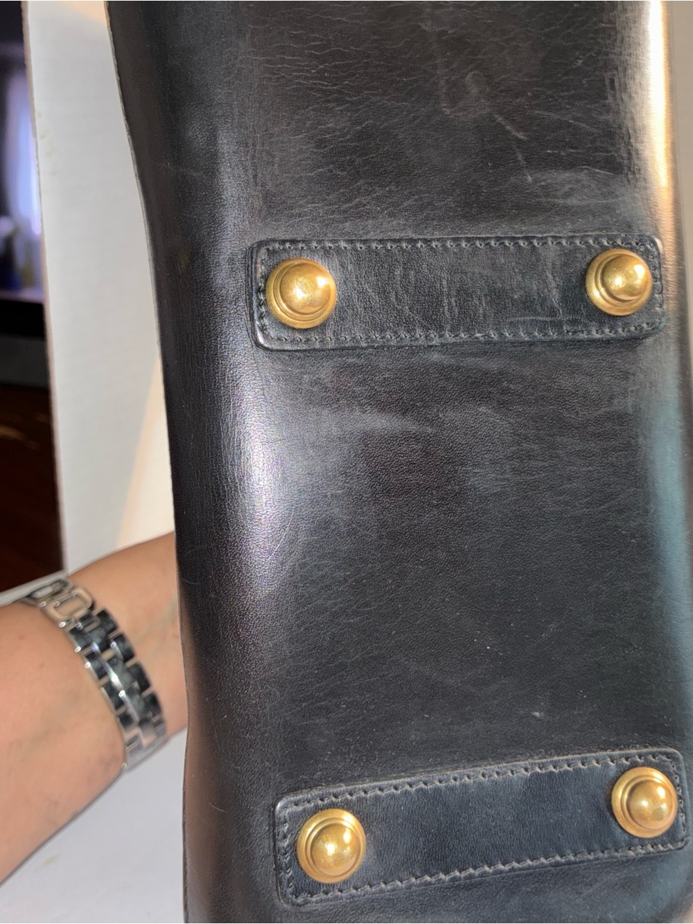 Vintage Dooney & Bourke Boston Black Pebbled Leather Satchel with Brass Hardware - Picture 13 of 13